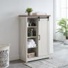 5 Drawers Dresser w/Sliding Barn Door, Farmhouse Modern Tall Dresser 5 Chest of Drawers, Storage Organizer Dresser for Bedroom, Hallway, Living Room