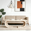 47.24"Curved Coffee Table Heavy Duty C-Shaped Center Table with Curved Base, Large Tea Table for Living Room, Entertainment Room, Home Office, Rustic