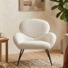 Cozy Bouclé Armchair with Black Metal Legs Modern Minimalist Lounge Chair